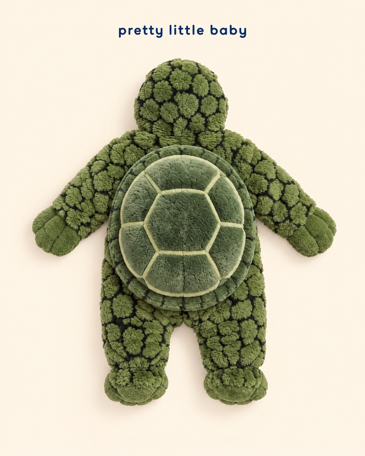Turtle baby romper with plush shell back