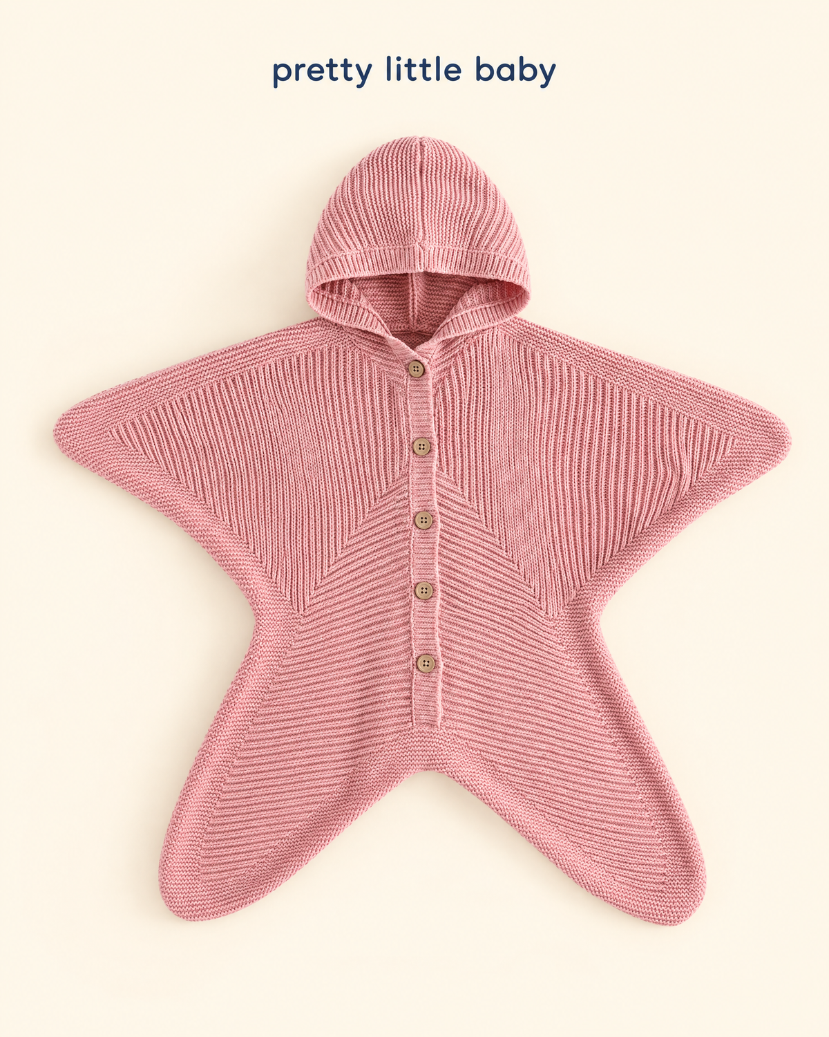 Star Baby hooded knit romper in rose
