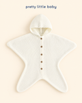 Star Baby hooded knit romper in cream