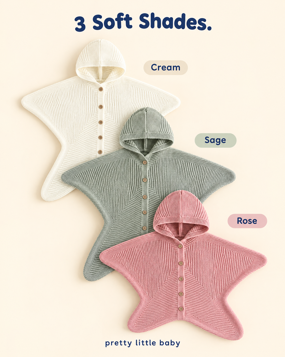 Star Baby knit romper in cream, sage and rose